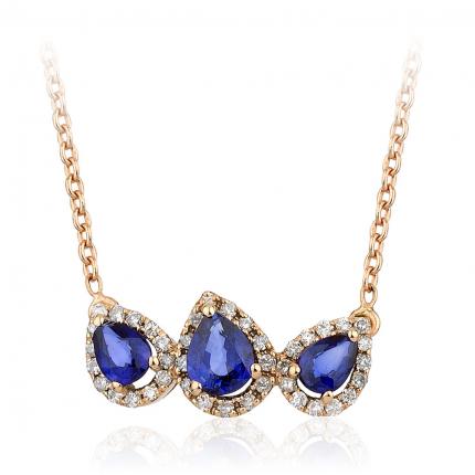 0.92 ct. Pırlanta Safir Kolye